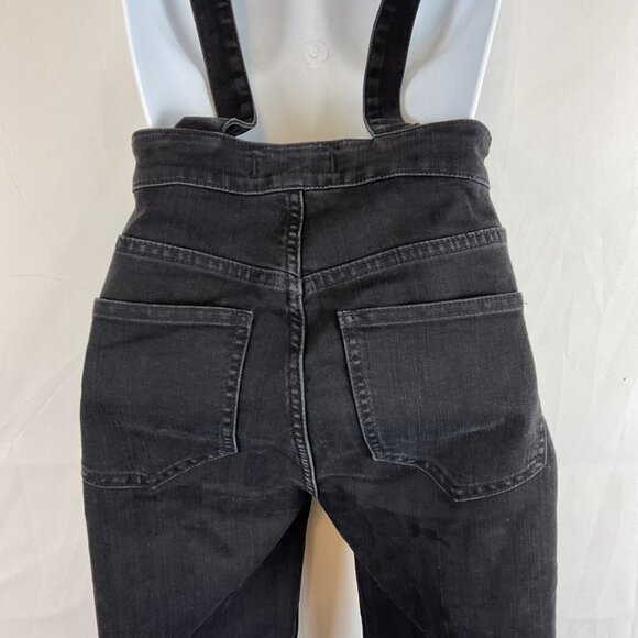 Madewell Skinny Overalls Denim XS Black Lunar Wash Chewed Hem Pockets - Picture 12 of 15